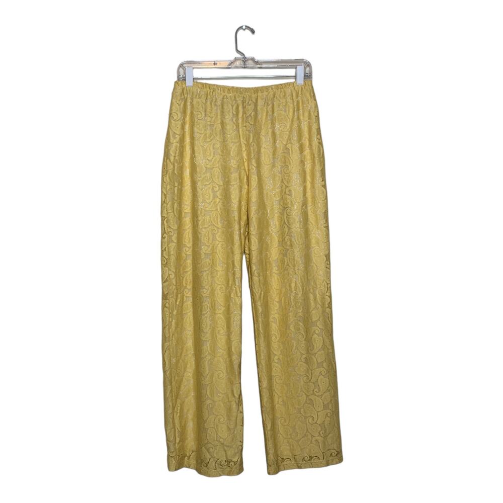 Outfit JPR yellow floral eyelet lined pull on pants size M
